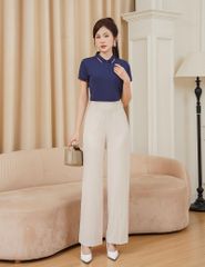 Áo polo nữ mắt chim line bo hình in trước ngực