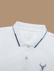 Áo polo nữ mắt chim line bo hình in trước ngực