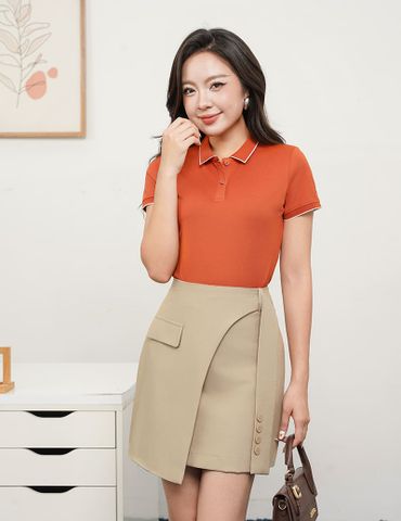 Áo polo nữ mắt chim line bo thêu tay