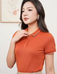 Áo polo nữ mắt chim line bo thêu tay