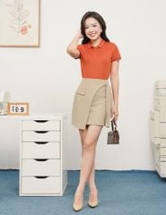 Áo polo nữ mắt chim line bo thêu tay