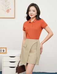 Áo polo nữ mắt chim line bo thêu tay