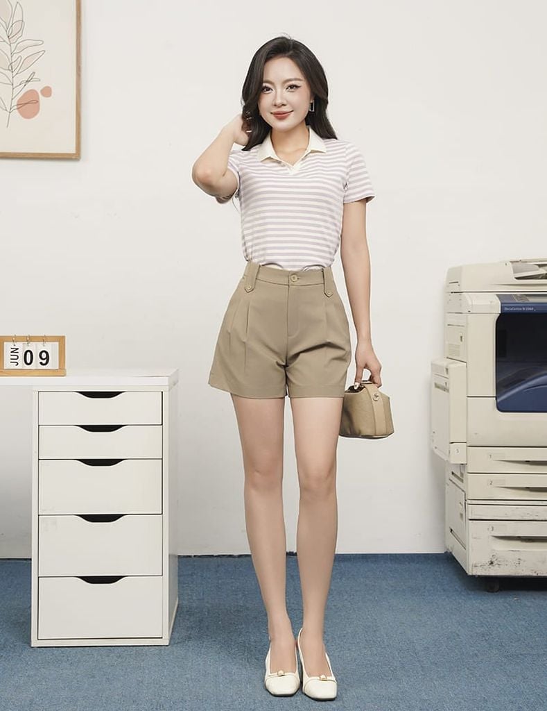 Quần short âu nữ cạp may đỉa chân nhọn