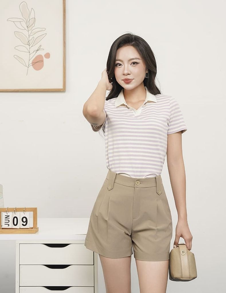 Quần short âu nữ cạp may đỉa chân nhọn