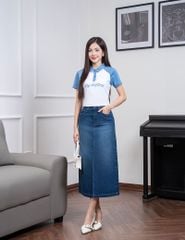 Áo polo nữ mắt chim cổ dệt tay raglan phối khác màu