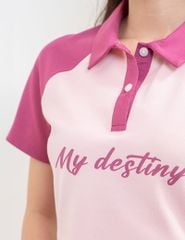 Áo polo nữ mắt chim cổ dệt tay raglan phối khác màu