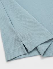 Áo polo ngắn tay nữ mắt chim cổ dệt in nhỏ ngực