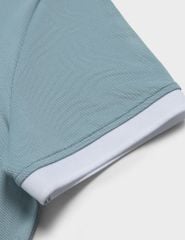 Áo polo ngắn tay nữ mắt chim cổ dệt in nhỏ ngực