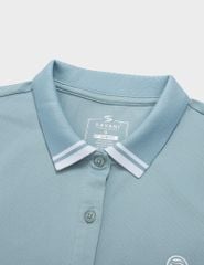 Áo polo ngắn tay nữ mắt chim cổ dệt in nhỏ ngực
