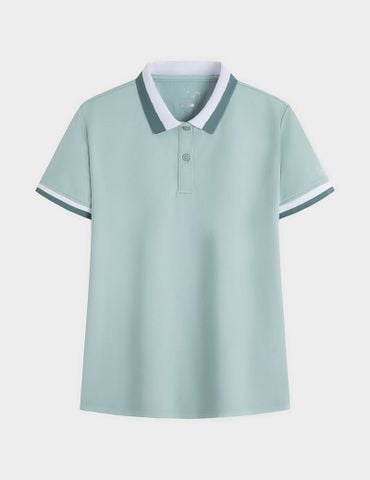 Áo polo nữ mắt chim cổ dệt phối hai màu