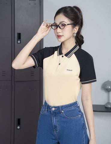 Áo polo nữ mắt chim cổ line phối khác màu