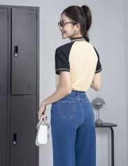 Áo polo nữ mắt chim cổ line phối khác màu