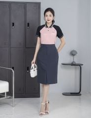 Áo polo nữ mắt chim cổ line phối khác màu