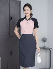 Áo polo nữ mắt chim cổ line phối khác màu