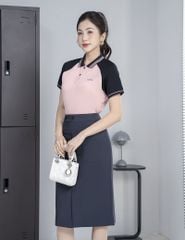 Áo polo nữ mắt chim cổ line phối khác màu