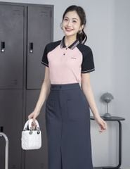 Áo polo nữ mắt chim cổ line phối khác màu