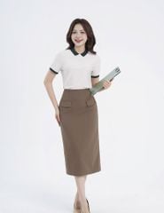 Áo polo nữ coolmax nẹp vải phối xẻ tà