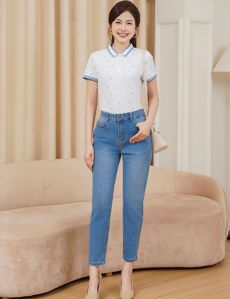 Quần jean nữ dáng baggy túi thường
