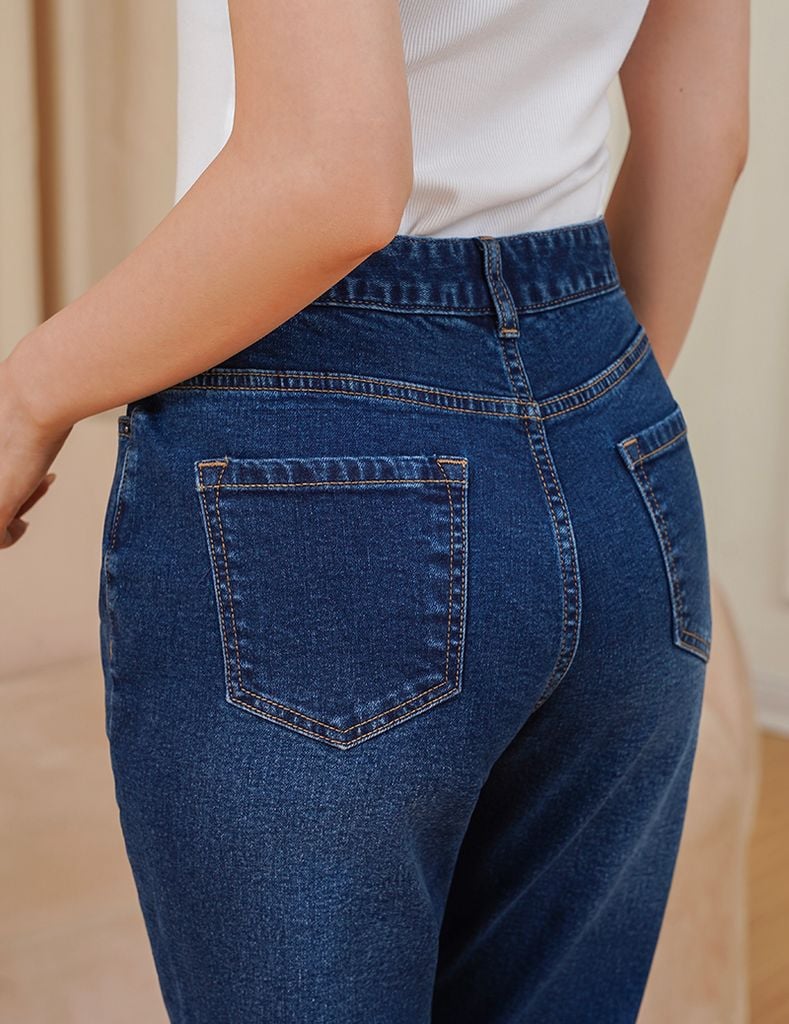 Quần jean nữ dáng baggy túi thường