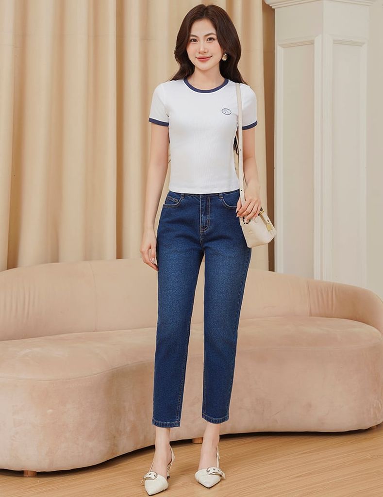 Quần jean nữ dáng baggy túi thường