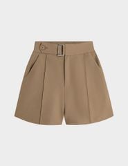 Quần short công sở nữ cạp cài khuy túi chéo can dọc thân