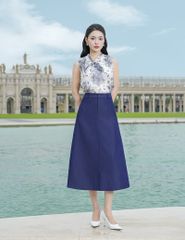 Áo sơ mi ngắn tay nữ cổ V buộc nơ