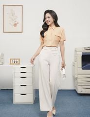 Quần âu nữ dáng suông túi giả bên trái mí gân hai bên