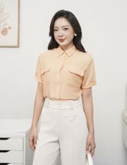 Quần âu nữ dáng suông túi giả bên trái mí gân hai bên