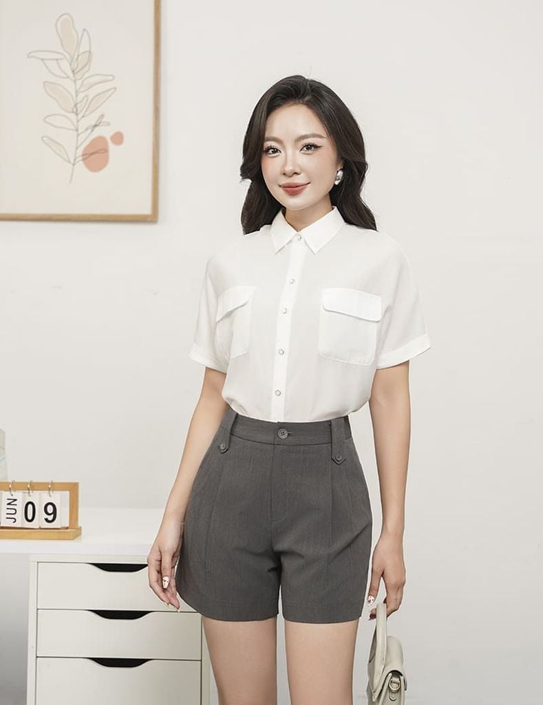 Quần short âu nữ cạp may đỉa chân nhọn