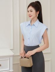 Áo sơ mi nữ ngắn tay cánh dơi kẻ dọc