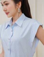 Áo sơ mi nữ ngắn tay cánh dơi kẻ dọc