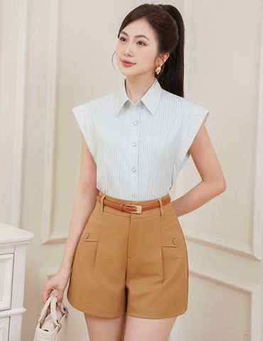 Áo sơ mi nữ ngắn tay cánh dơi kẻ dọc