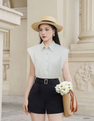 Quần short âu nữ công sở cạp bổ khuyết dây quai đai