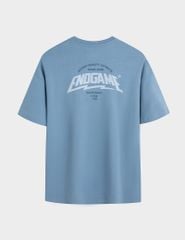 Áo T-shirt ngắn tay nữ cổ tròn in cao su trước ngực