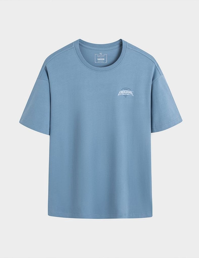 Áo T-shirt ngắn tay nữ cổ tròn in cao su trước ngực