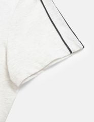 Áo T-shirt nữ phối lé vải dọc vai hình in trước ngực