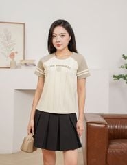Áo thun ngắn tay nữ cổ tròn hình in trước ngực