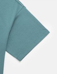 Áo thun ngắn tay nữ casual bo rib hình in cao su nổi bật