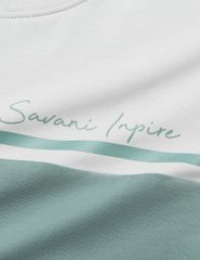 Áo T-shirt nữ ngắn tay cổ tròn phối thân trước kẻ ngang