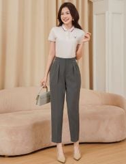 Quần âu nữ dáng suông chiết ly cạp phối dây trang trí