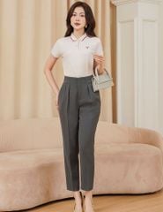 Quần âu nữ dáng suông chiết ly cạp phối dây trang trí
