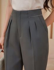 Quần âu nữ dáng suông chiết ly cạp phối dây trang trí