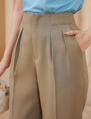Quần âu nữ dáng suông chiết ly cạp phối dây trang trí