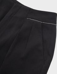 Quần âu nữ dáng suông chiết ly cạp phối dây trang trí