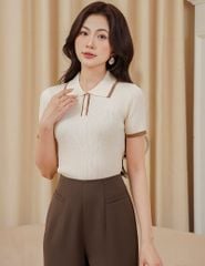 Quần âu nữ ống rộng cạp liền chiết ly