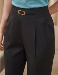 Quần âu nữ dáng baggy cạp luồn khuy trang trí