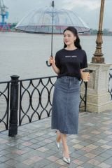Áo t-shirt ngắn tay cổ tròn nữ in trước ngực