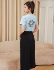 Áo thun ngắn tay nữ cổ tròn in nhỏ ngực