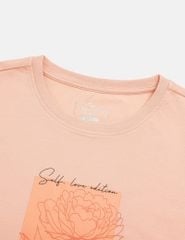 Áo thun nữ cổ tròn hình in lưới giữa ngực