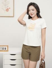 Quần short âu nữ cạp liền trang trí cúc hai bên